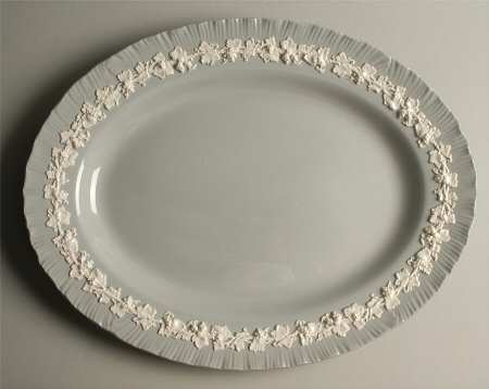 Cream Color on Grey (Shell Edge) 16" Oval Serving Platter
