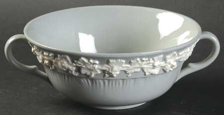 Cream Color on Grey (Shell Edge) Flat Cream Soup Bowl