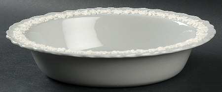 Cream Color on Grey (Shell Edge) 9" Oval Vegetable Bowl