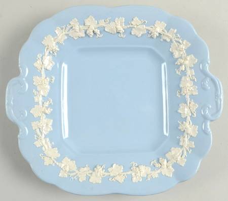 Cream Color on Lavender (Plain) Square Handled Cake Plate