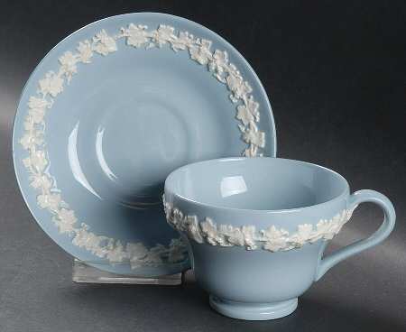 Cream Color on Lavender (Plain) Footed Cup & Saucer Set