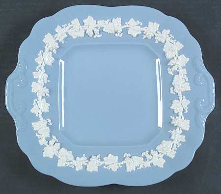 Cream Color on Lavender (Plain) Square Handled Cake Plate