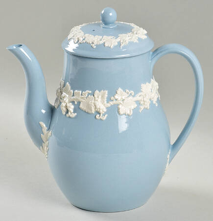 Cream Color on Lavender (Shell Edge) Mini Coffee Pot & Lid