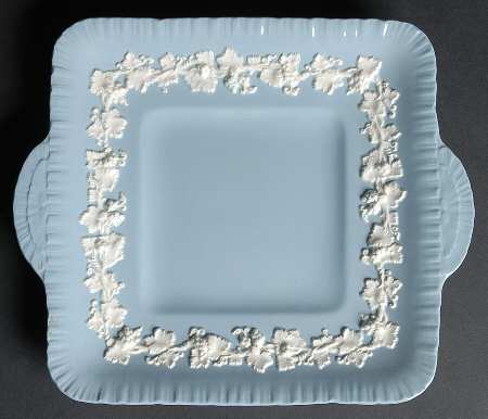 Cream Color on Lavender (Shell Edge) Square Handled Cake Plate