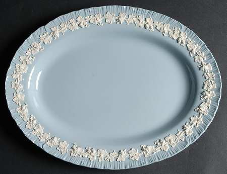Cream Color on Lavender (Shell Edge) 14" Oval Serving Platter