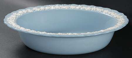 Cream Color on Lavender (Shell Edge) 9" Oval Vegetable Bowl