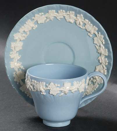 Cream Color on Lavender (Shell Edge) Footed Demitasse Cup & Saucer Set