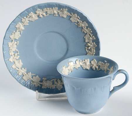 Cream Color on Lavender (Shell Edge) Footed Demitasse Cup & Saucer Set