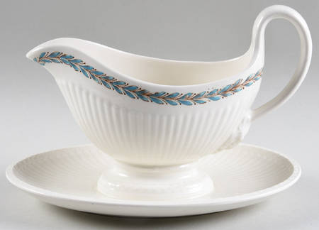Ceres Blue (Edme) Gravy Boat with Attached Underplate
