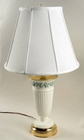 Celadon On Cream Color (Plain Edge) 25" Electric Lamp & Shade
