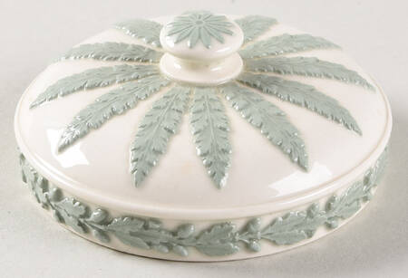 Celadon On Cream Color (Plain Edge) Lid for Cigarette Jar