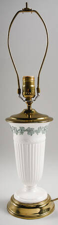 Celadon On Cream Color (Plain Edge) 21" Electric Lamp No Shade