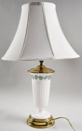 Celadon On Cream Color (Plain Edge) 21" Electric Lamp & Shade