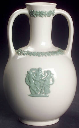 Celadon On Cream Color (Plain Edge) 6" Handled Vase