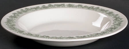 Celadon On Cream Color (Plain Edge) Rim Soup Bowl