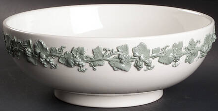 Celadon On Cream Color (Plain Edge) 10" Large Salad Serving Bowl