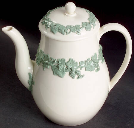 Celadon On Cream Color (Plain Edge) Coffee Pot & Lid