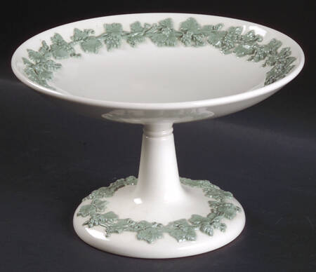 Celadon On Cream Color (Plain Edge) Round Compote (Height X Width)