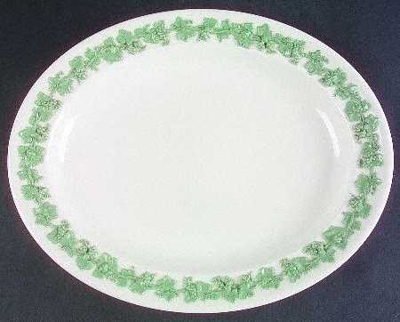 Celadon On Cream Color (Plain Edge) 14" Oval Serving Platter