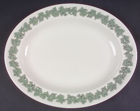 Celadon On Cream Color (Plain Edge) 12" Oval Serving Platter