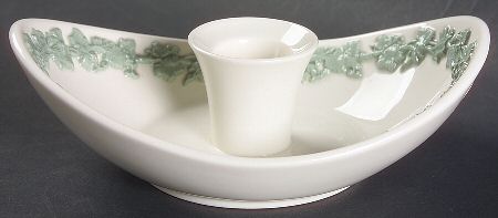 Celadon On Cream Color (Plain Edge) Single Light Candlestick