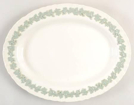 Celadon On Cream Color (Shelledge) 14" Oval Serving Platter