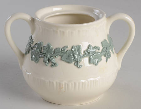 Celadon On Cream Color (Shelledge) Sugar Bowl No Lid