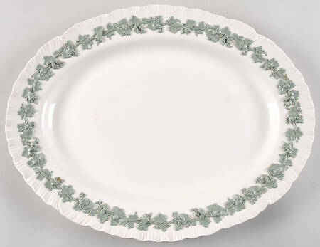 Celadon On Cream Color (Shelledge) 17" Oval Serving Platter