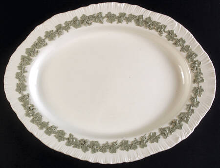 Celadon On Cream Color (Shelledge) 16" Oval Serving Platter