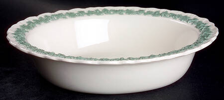 Celadon On Cream Color (Shelledge) 10" Oval Vegetable Bowl
