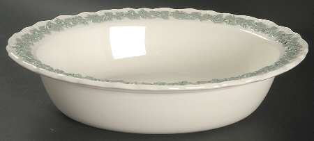 Celadon On Cream Color (Shelledge) 9" Oval Vegetable Bowl