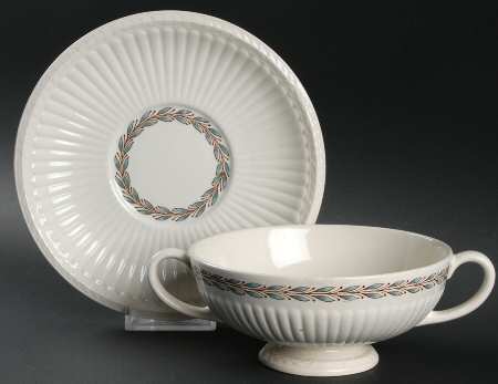 Ceres Blue (Edme) Footed Cream Soup Bowl & Saucer Set