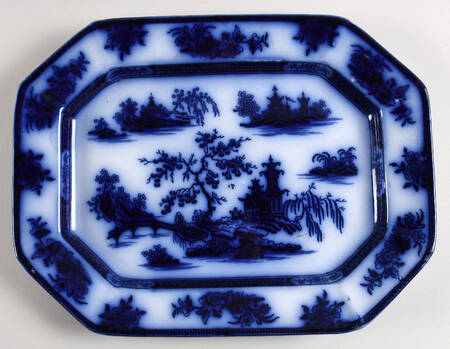 Chapoo (Flow Blue) 13" Oval Serving Platter