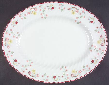 Charlotte (Red Trim, Older) 14" Oval Serving Platter