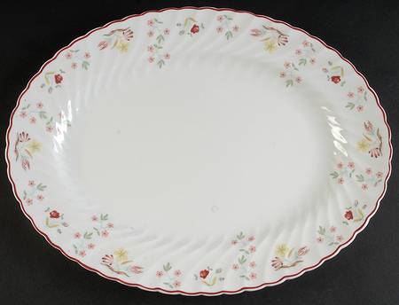 Charlotte (Red Trim, Older) 15" Oval Serving Platter