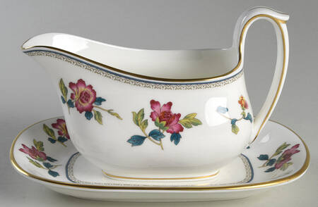 Chinese Flowers Gravy Boat & Underplate/Relish