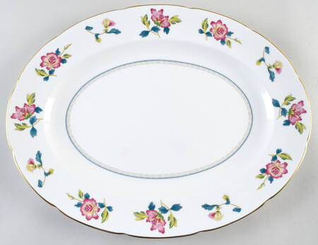 Chinese Flowers 17" Oval Serving Platter