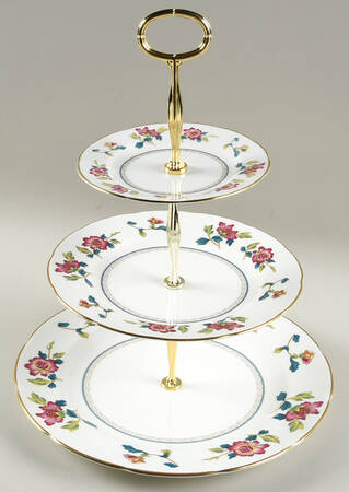 Chinese Flowers 13 7/8"-14 1/4" 3-Tiered Serving Tray(DP,SP,BB) HC