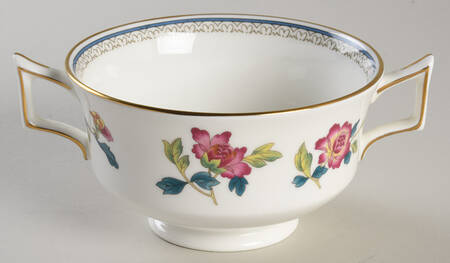 Chinese Flowers Footed Cream Soup Bowl