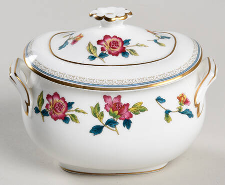 Chinese Flowers Sugar Bowl & Lid