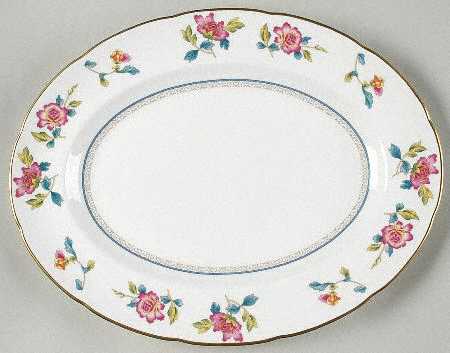 Chinese Flowers 14" Oval Serving Platter