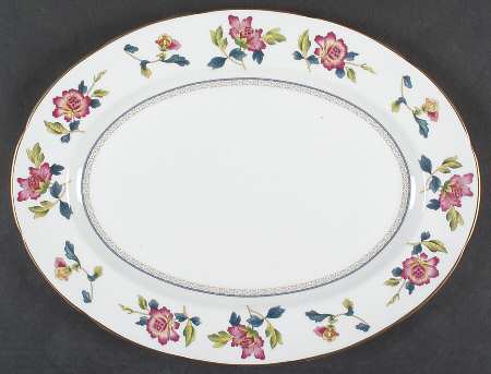 Chinese Flowers 15" Oval Serving Platter