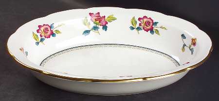 Chinese Flowers 10" Oval Vegetable Bowl