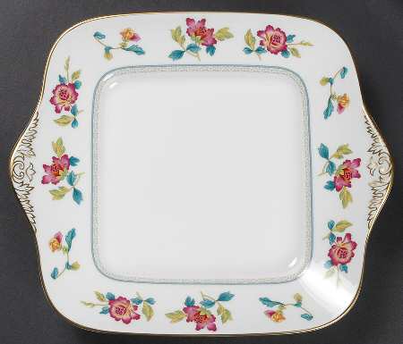 Chinese Flowers Square Handled Cake Plate