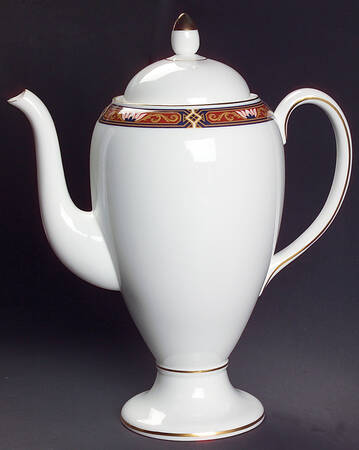 Chippendale Blue and Rust Coffee Pot & Lid