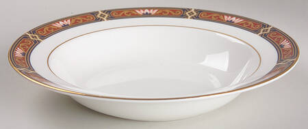 Chippendale Blue and Rust Rim Soup Bowl