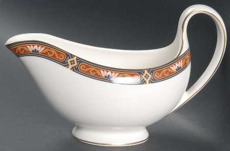 Chippendale Blue and Rust Gravy Boat