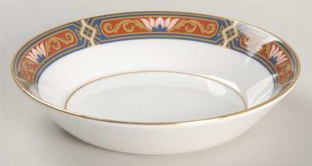 Chippendale Blue and Rust Fruit/Dessert (Sauce) Bowl