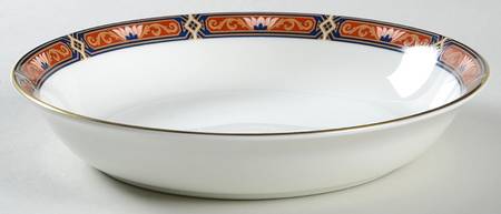 Chippendale Blue and Rust Coupe Soup Bowl