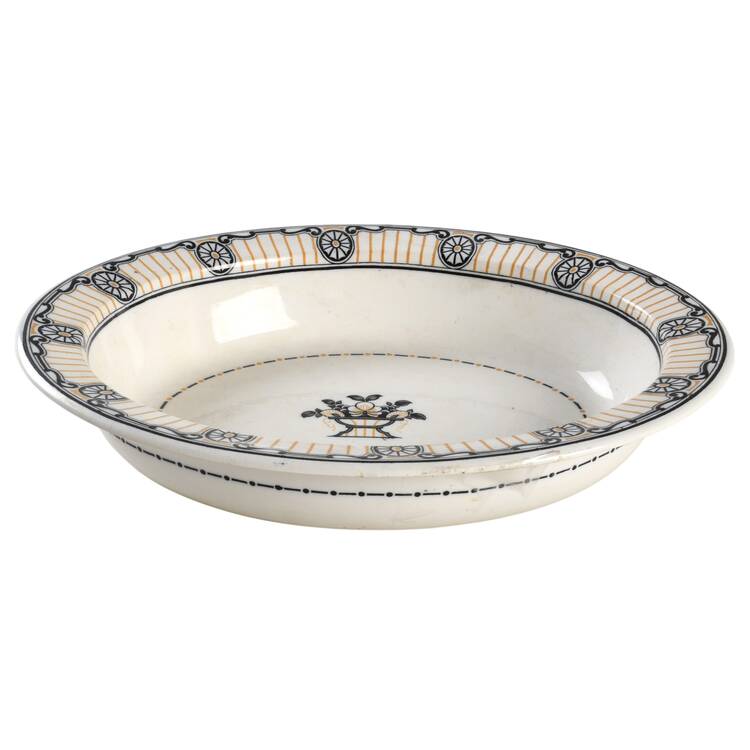 Chippendale Black and Gold 11" Oval Vegetable Bowl